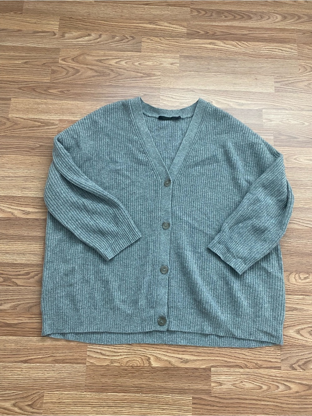 Jenni Kayne Ribbed V-Neck Cardigan Sweater - Gray